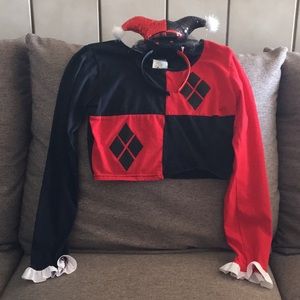 Harley Quinn crop top and headband costume